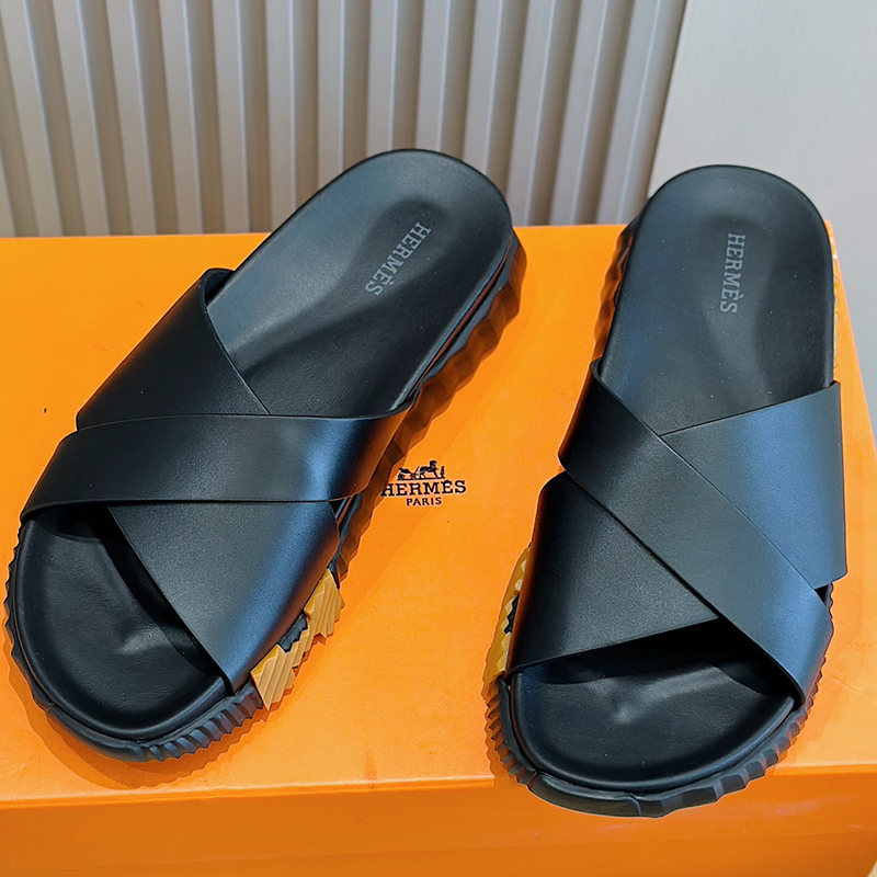 Hermès Black Slides