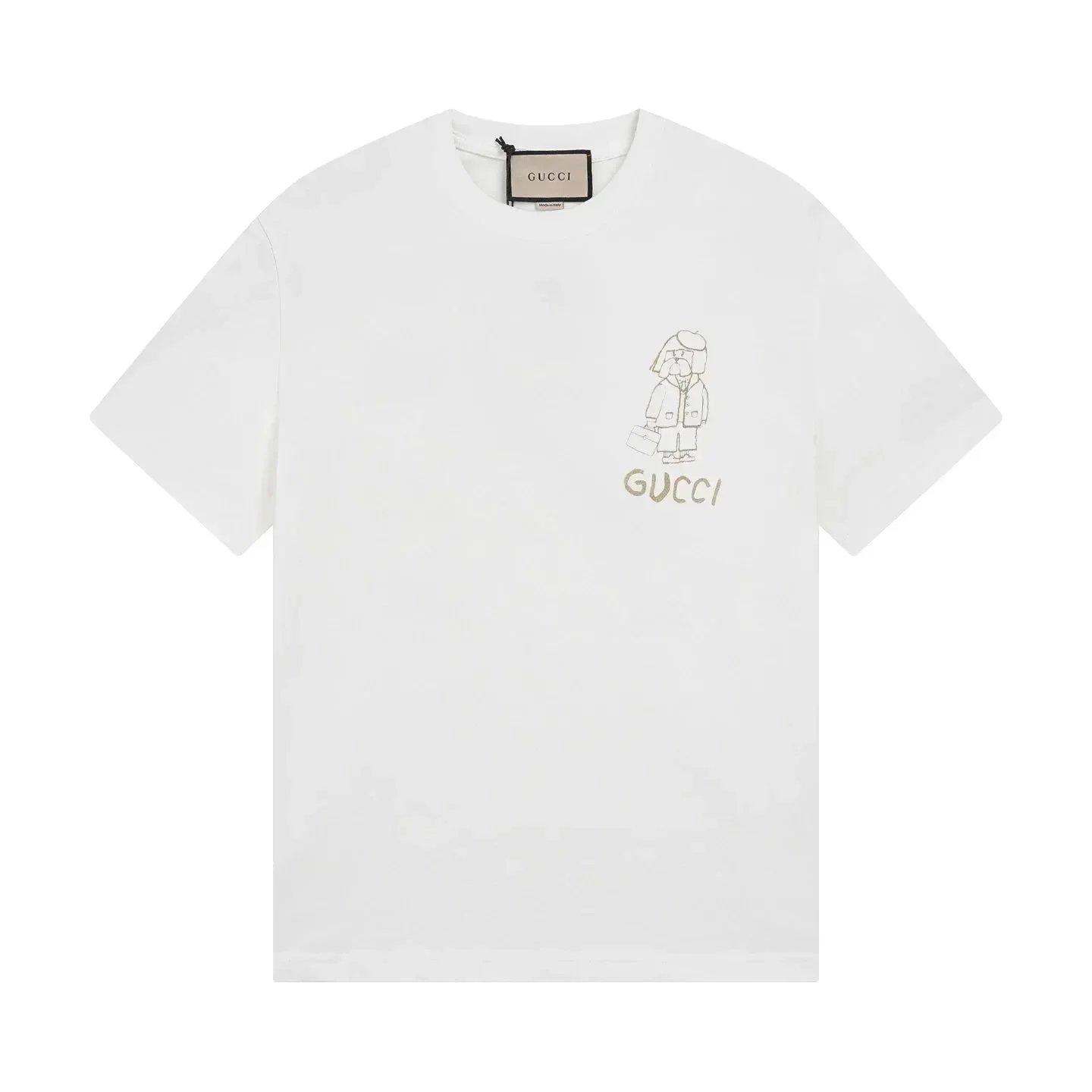 Gucci Graphic Print Cream Cat Striped T-Shirt