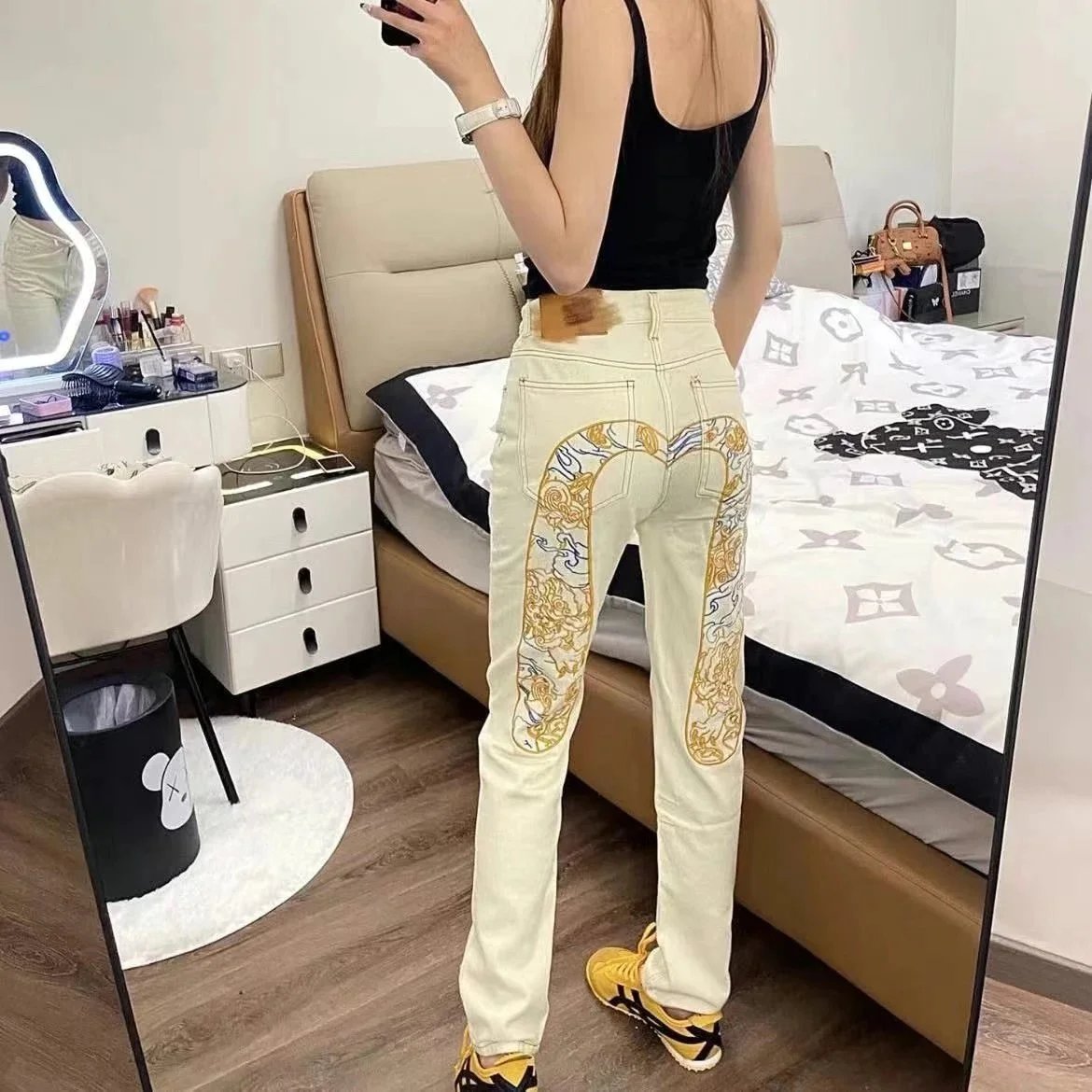 Louis Vuitton Denim Jeans Assorted Colors Monogram Print