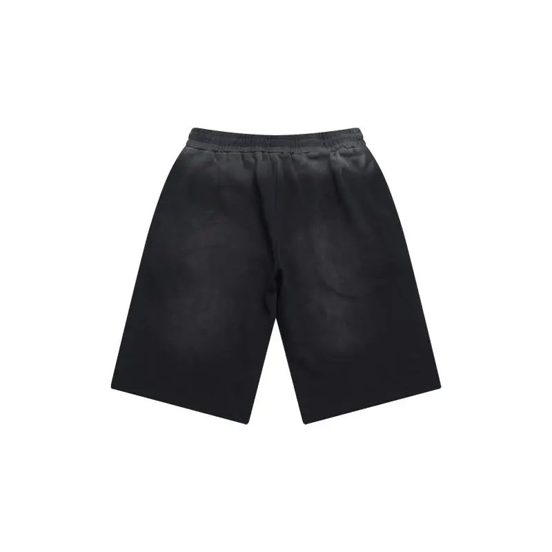 Black Graphic Print Skull Statue Of Liberty Drawstring Shorts