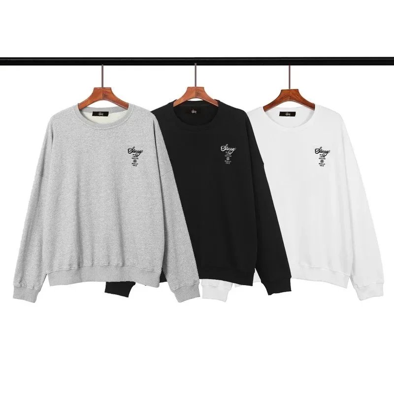 Stussy Classic Gray Black White Crewneck Sweatshirt