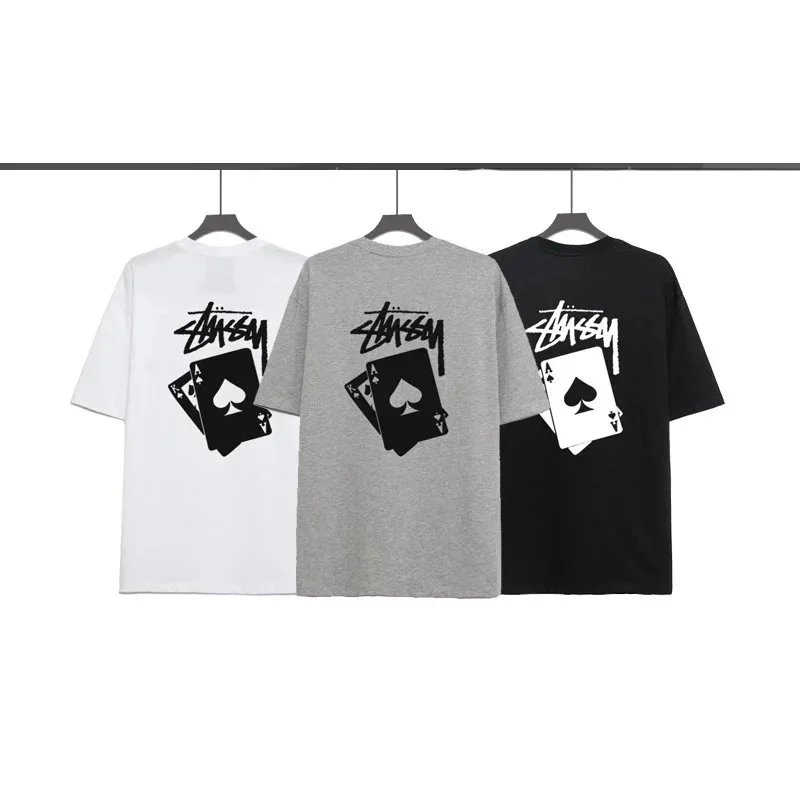 Stussy Ace Of Spades White Gray Black Graphic T-Shirt
