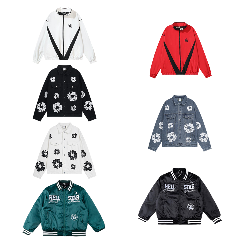 Hell Star White Black V-Neck Track Jacket