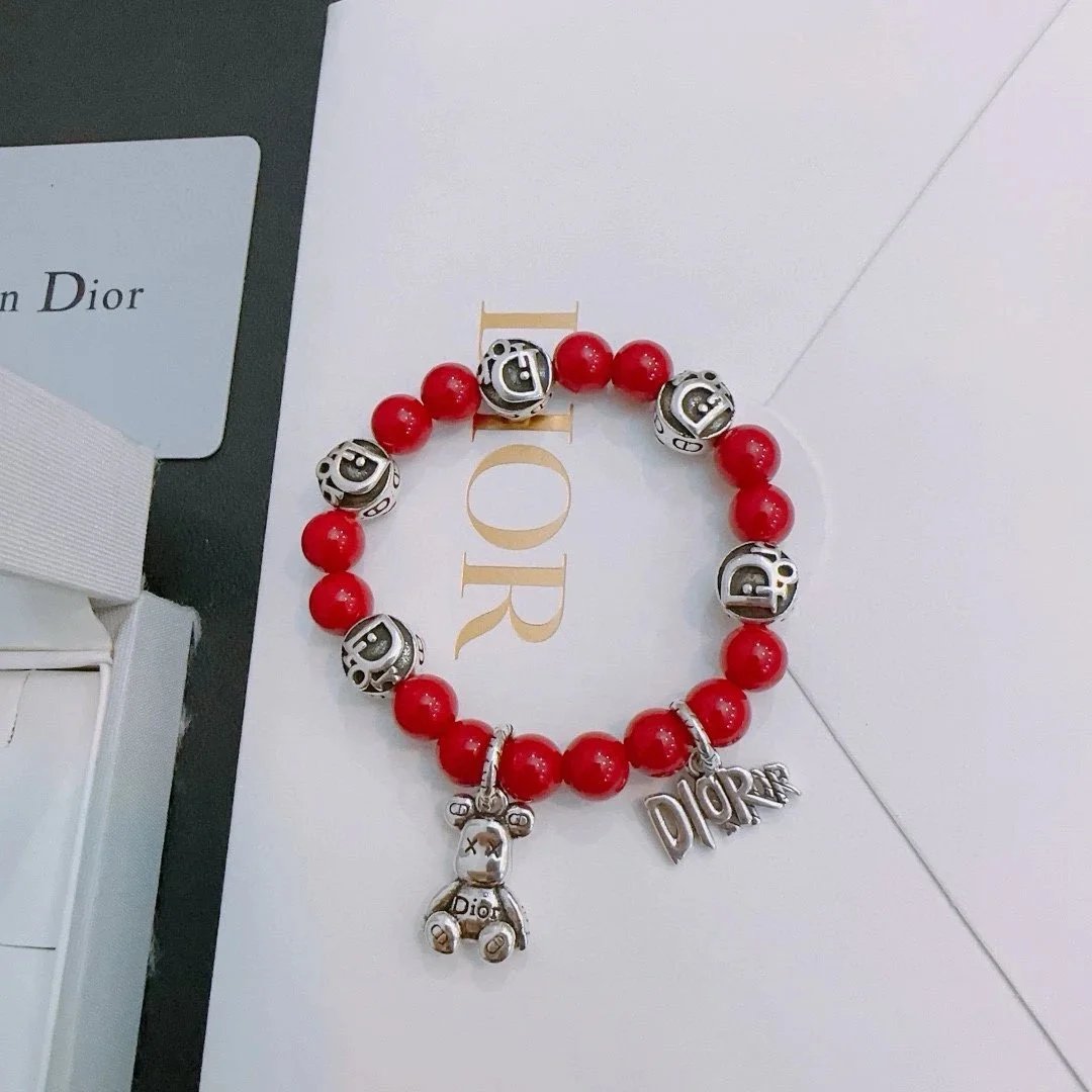 Dior Beaded Red Charm Bracelet