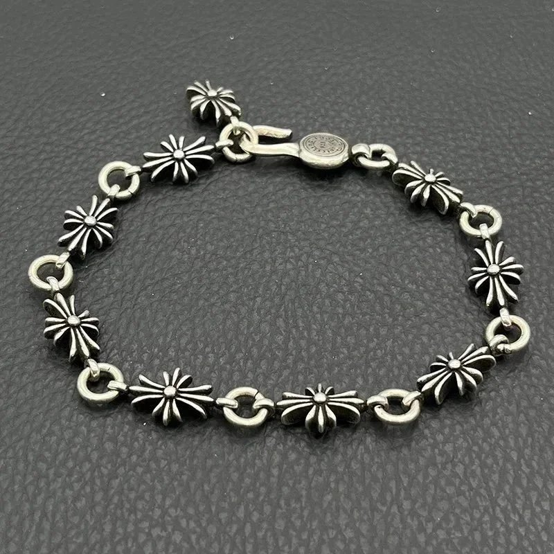 Chrome Hearts Silver Flower Link Bracelet