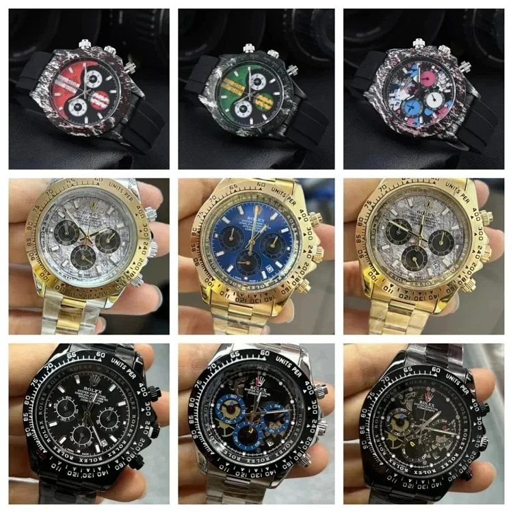 Rolex Camo Blue Dial Watch with White Strap