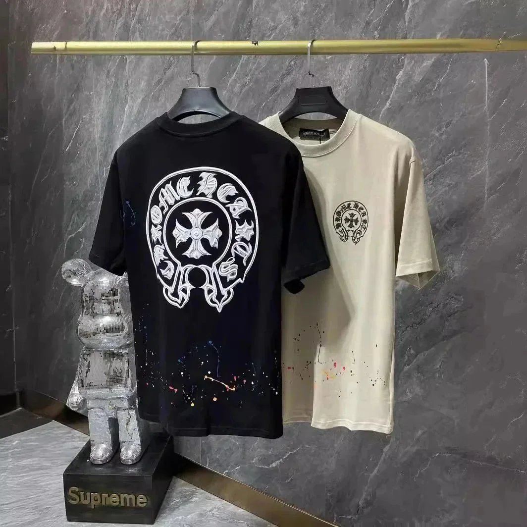 Chrome Hearts Caution Black White Gray Graphic Print T-Shirt