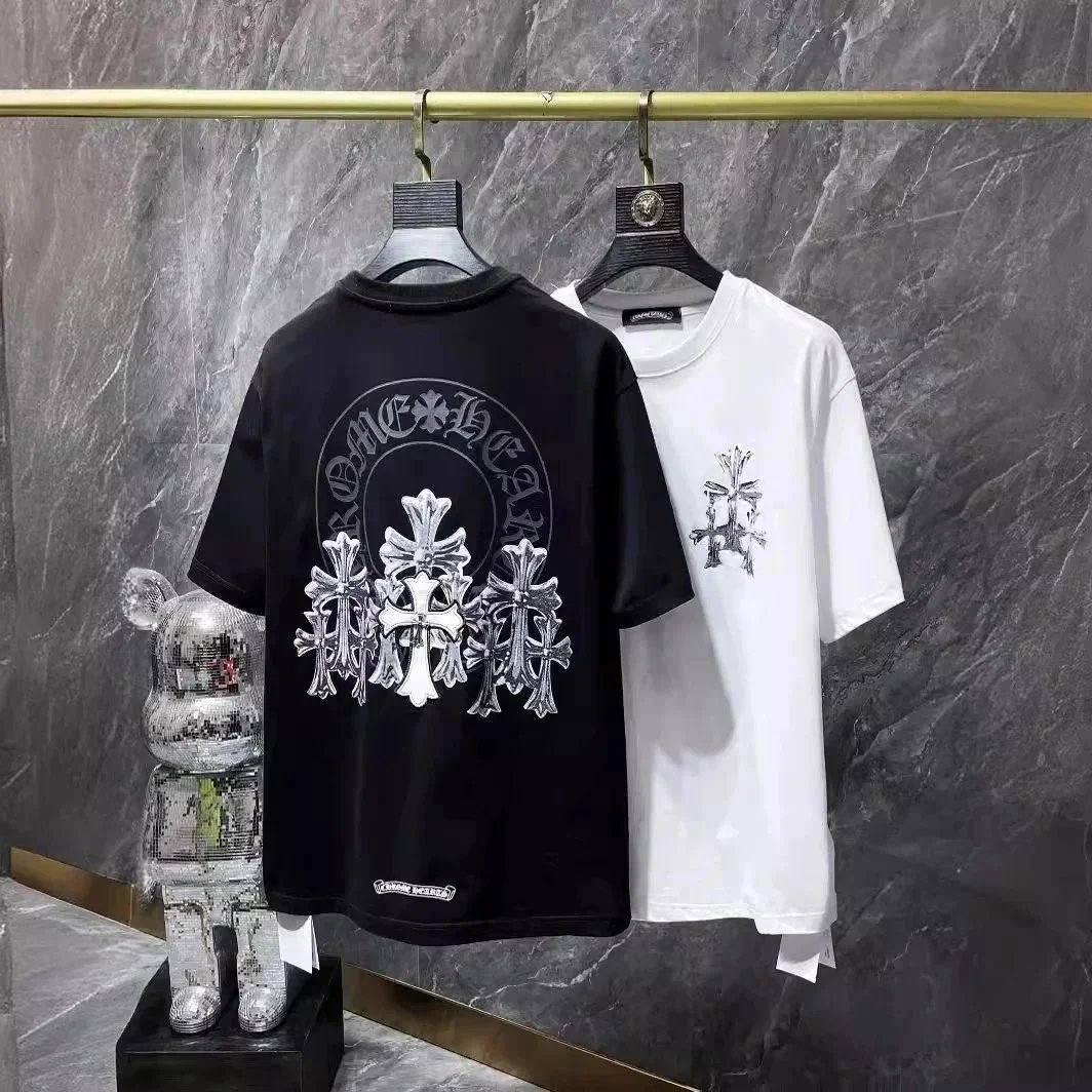 Chrome Hearts Caution Black White Gray Graphic Print T-Shirt