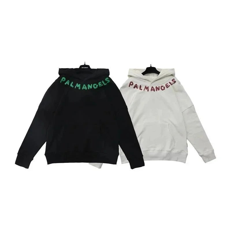 Palm Angels Hooded Sweatshirt Black White Graphic Streetwear