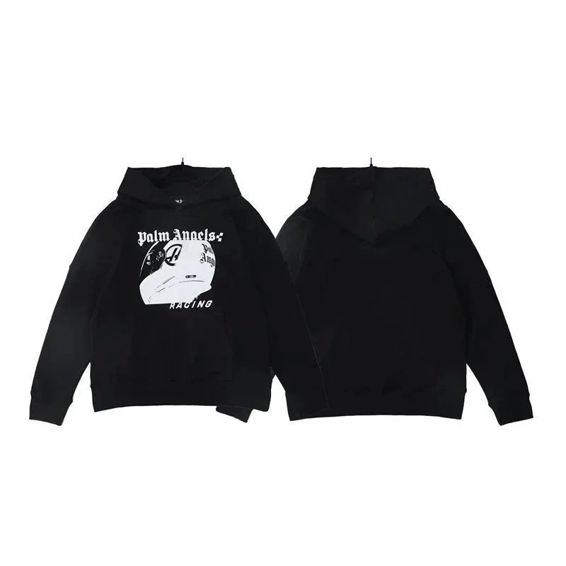 Palm Angels Hooded Sweatshirt Black White Graphic Streetwear