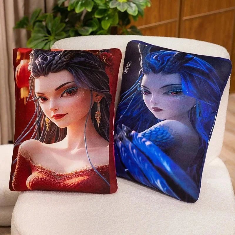 Nezha Themed Red Flame Cartoon Character Plush Pillow Decorative Cushion