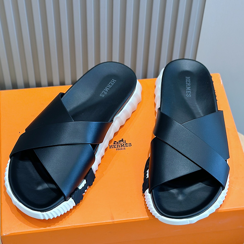 Hermès Black Slides