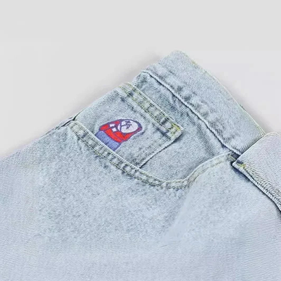 Denim Shorts Light Blue Washed Relaxed Fit