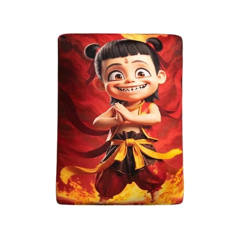 Nezha Themed Red Flame Cartoon Character Plush Pillow Decorative Cushion
