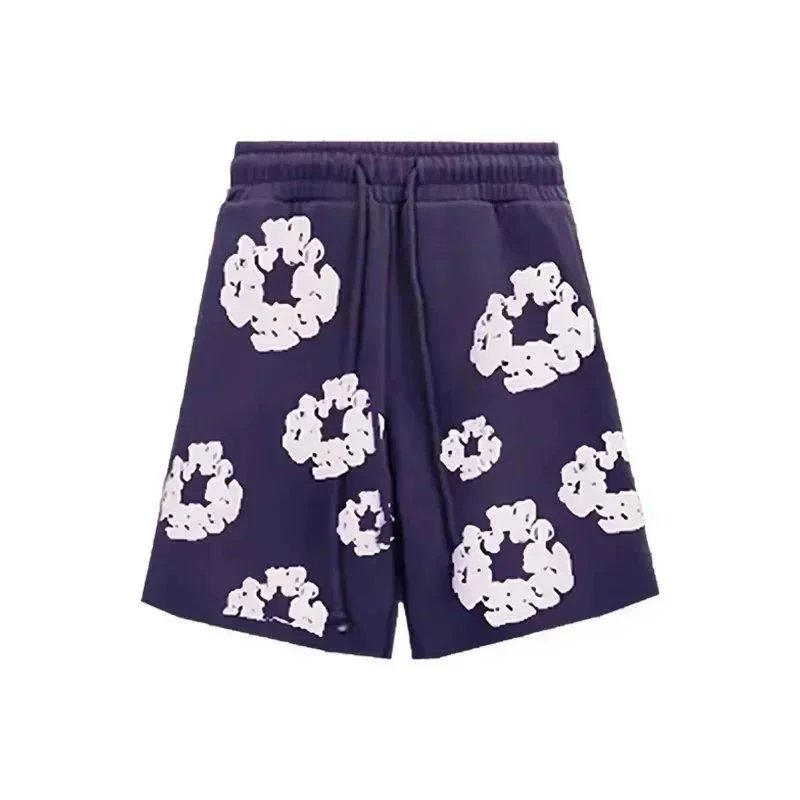 Cotton Shorts White Floral Print Casual