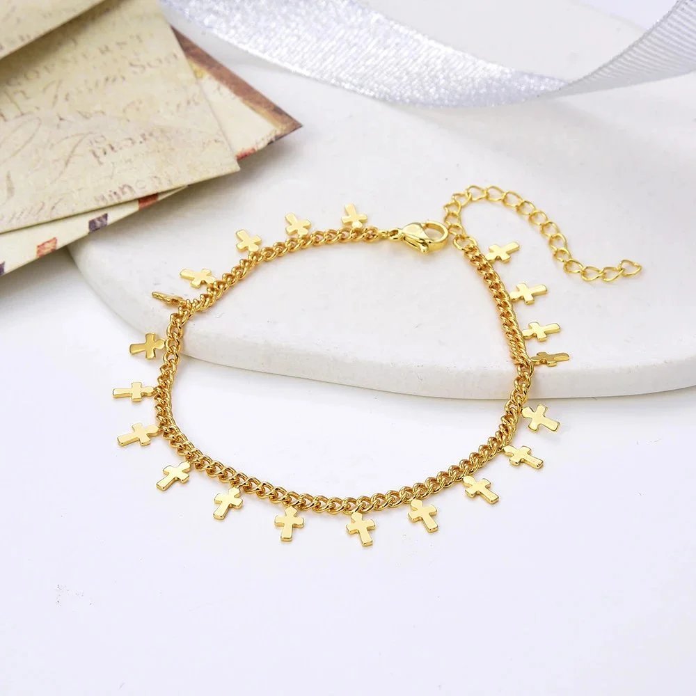 Gold Cross Anklet