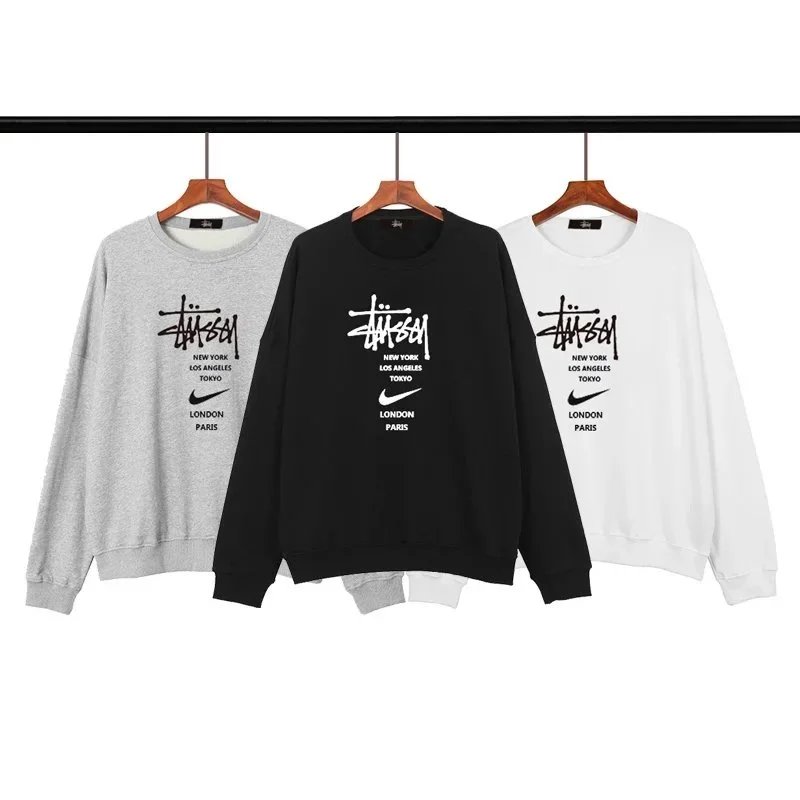 Stussy Nike Collaboration Grey Black White Graphic Sweatshirt