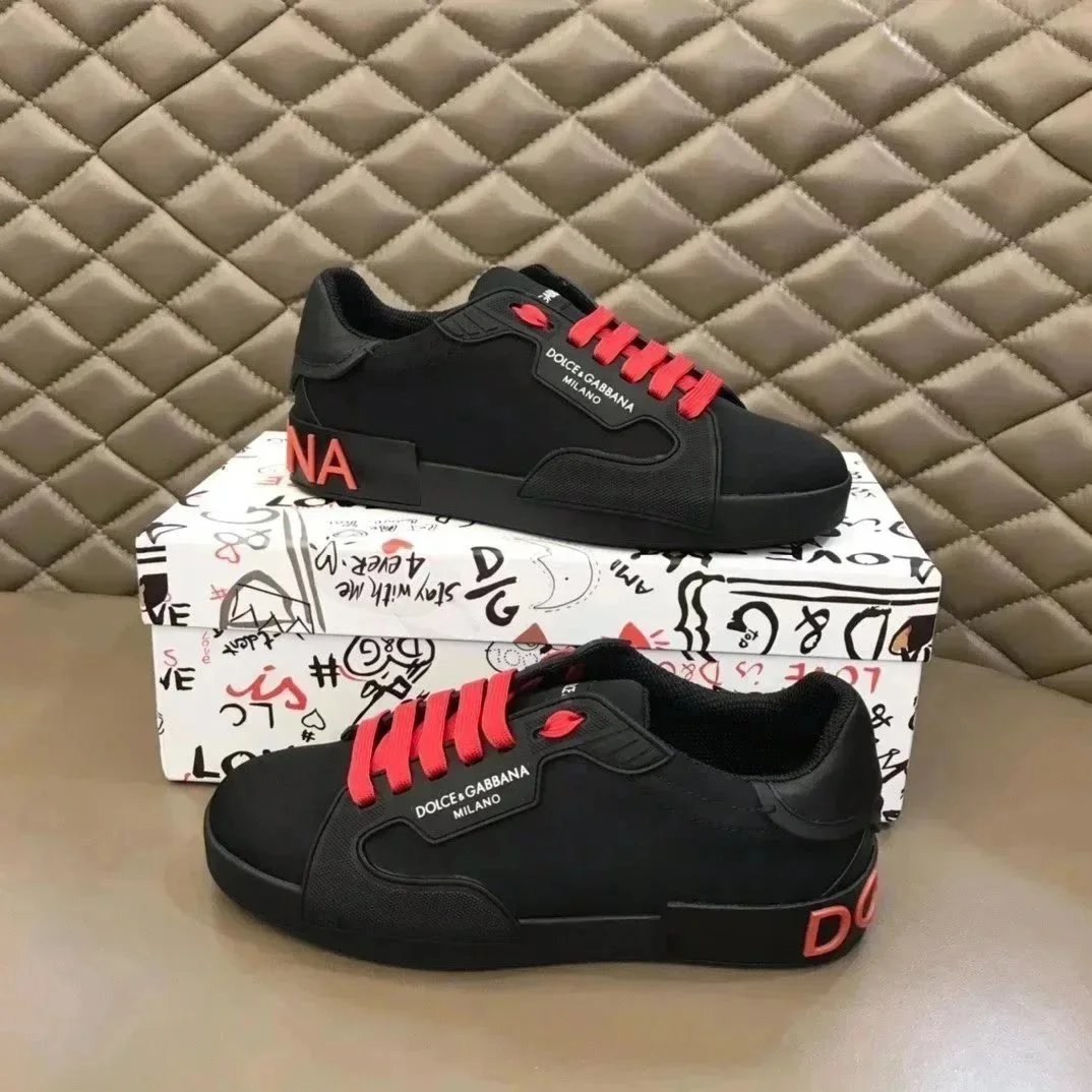 Dolce &amp; Gabbana Sneakers White Black Red Graffiti Logo Casual
