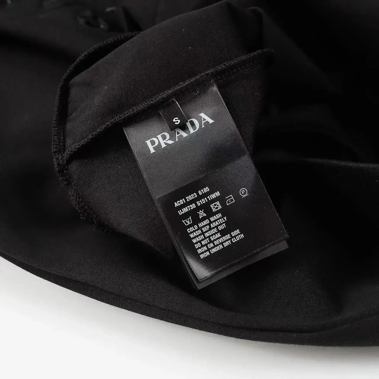 Prada Logo Black Embossed Hooded Sweatshirt