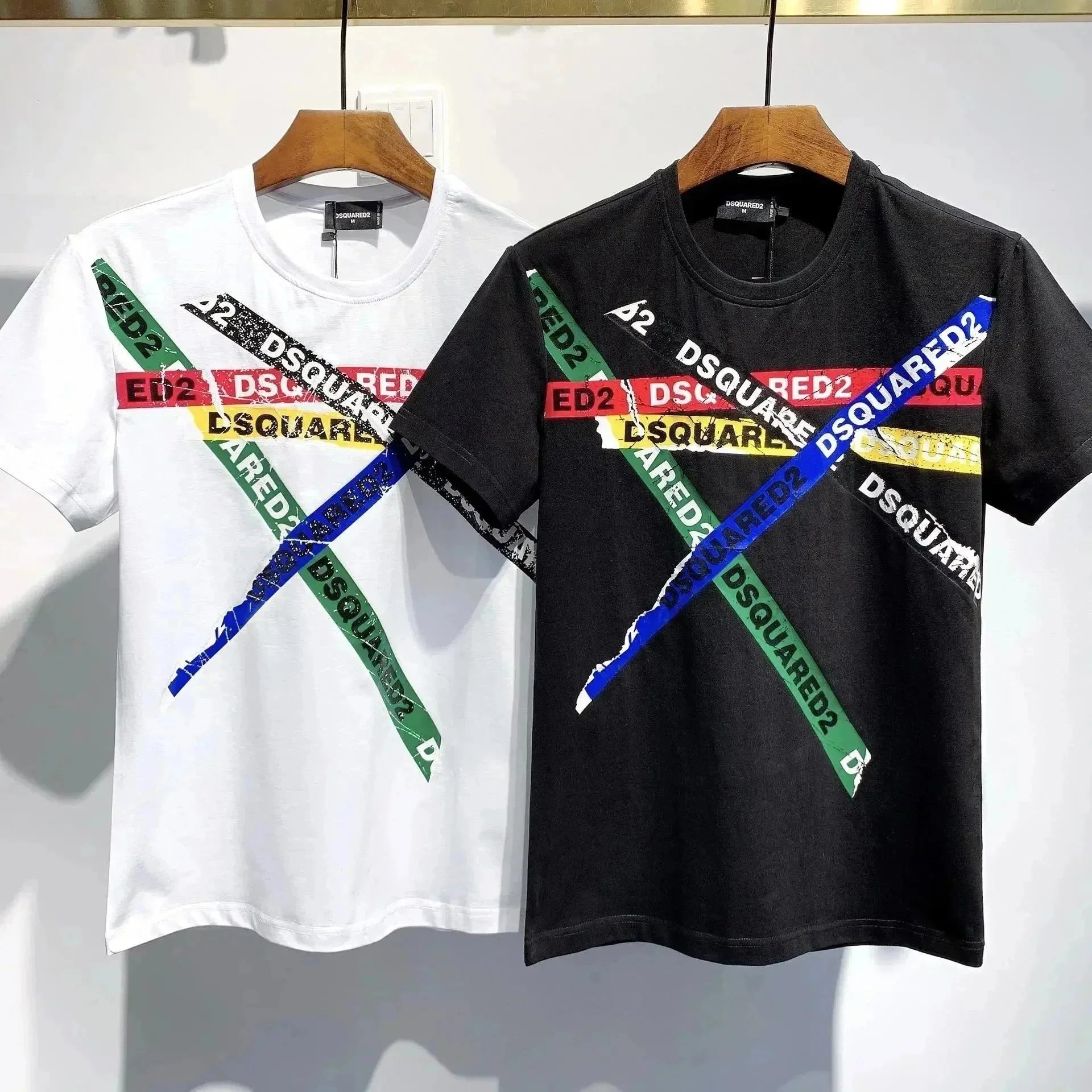 Dsquared2 Graphic Print White Black Red Casual T-Shirt