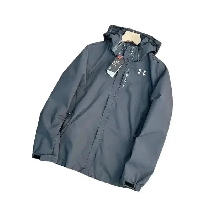 Under Armour Storm White Gray Navy Black Hooded Outdoor Jacket