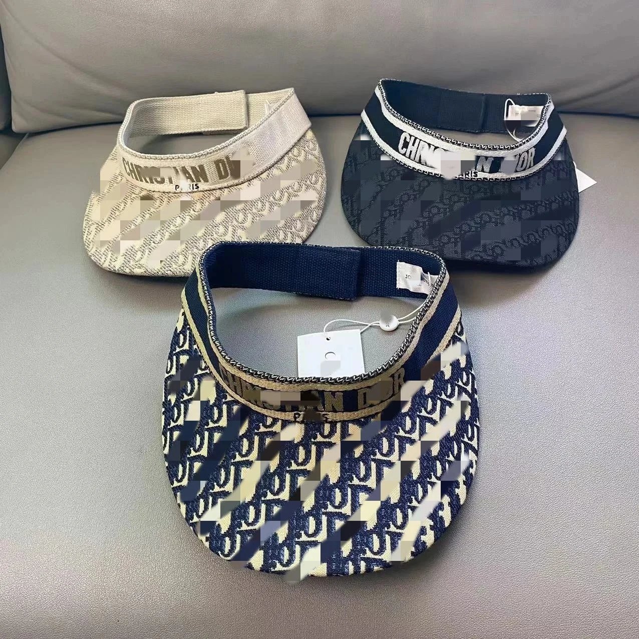 Dior Oblique Print Navy Beige Visor Cap