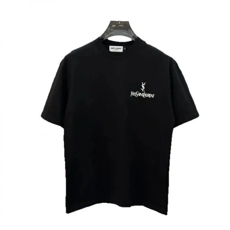 Saint Laurent Logo Embellished White Black Casual T-Shirt
