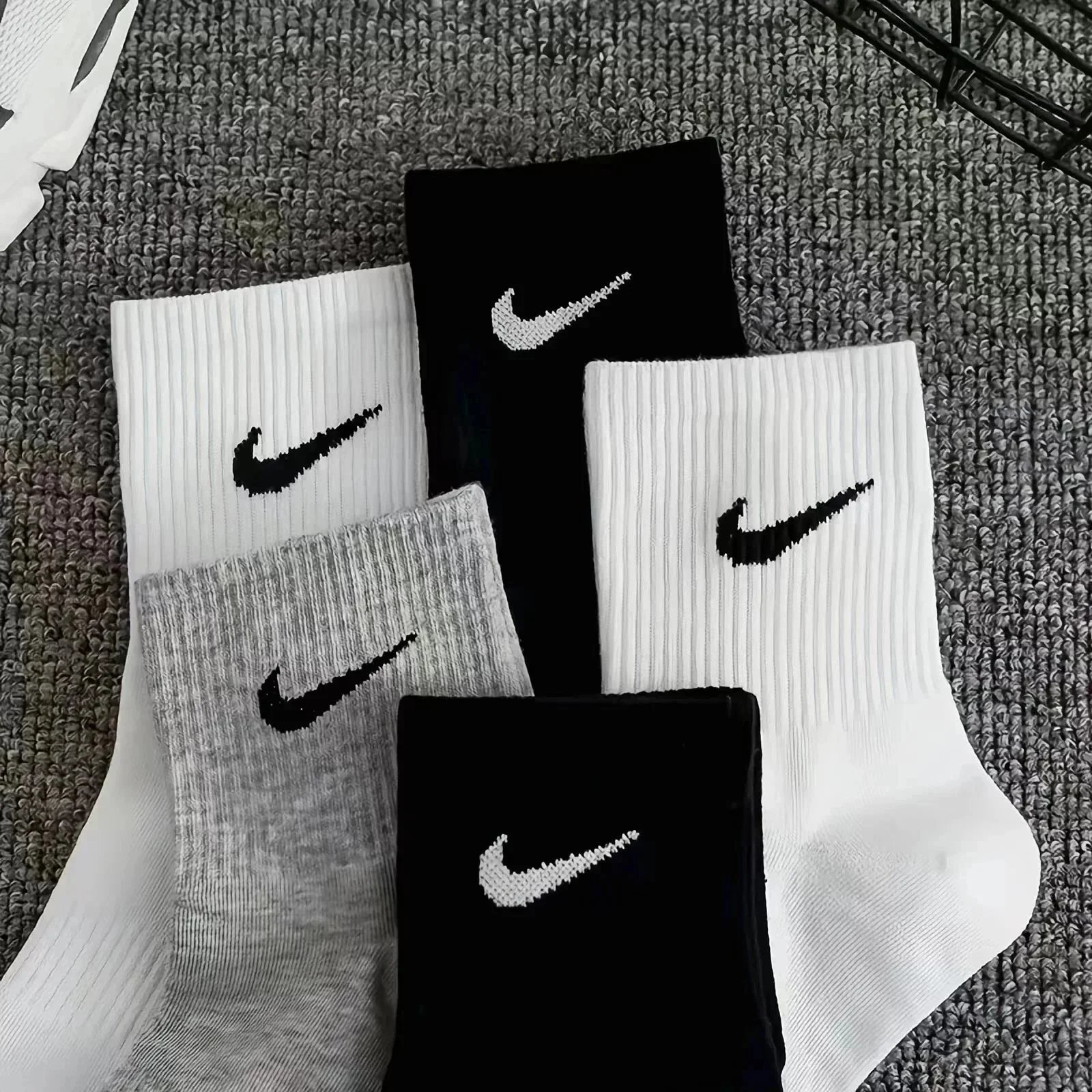 Nike Socks Assorted Black White Gray Casual Ankle Socks