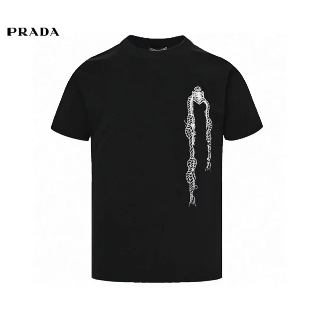 Prada T-Shirts Short-Sleeve Logo Print T-Shirt product detail image 12