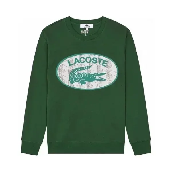 Lacoste Oversized Crocodile Logo Sweatshirt Forest Green Hoodie - 1