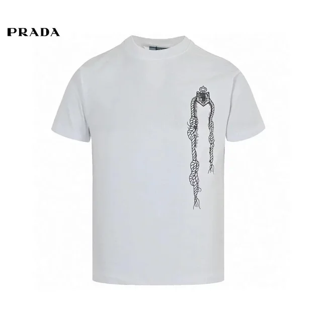 Prada T-Shirts Short-Sleeve Logo Print T-Shirt product detail image 13