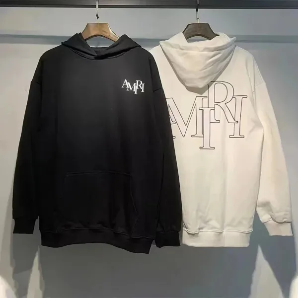 Amiri AMIRI Logo Hoodie Black and White - 1