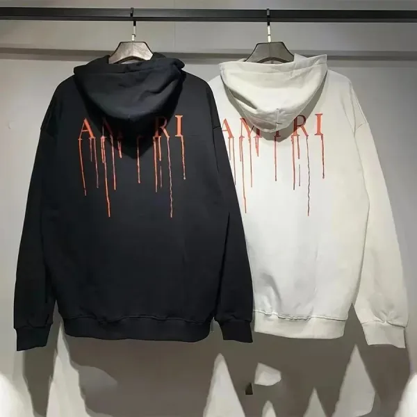 Amiri Dripping Logo Hoodie Black and White - 1