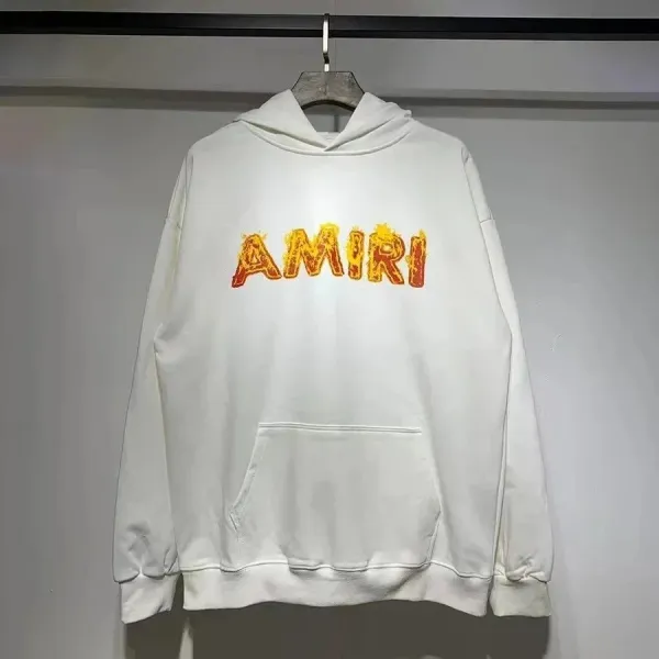 Amiri Flame Logo White Hoodie - 1
