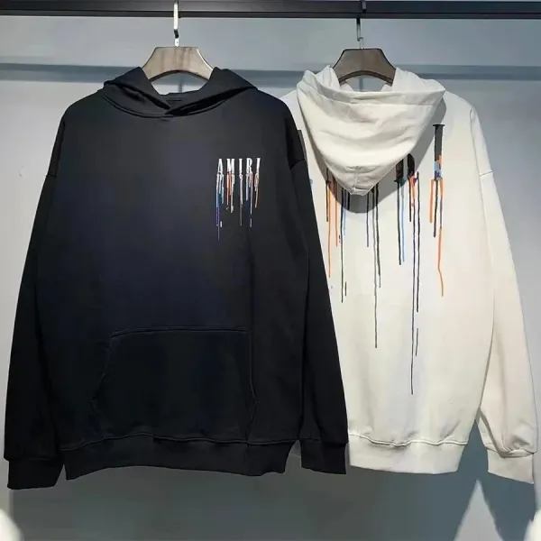 Amiri Drip Logo Hoodie Black and White - 1