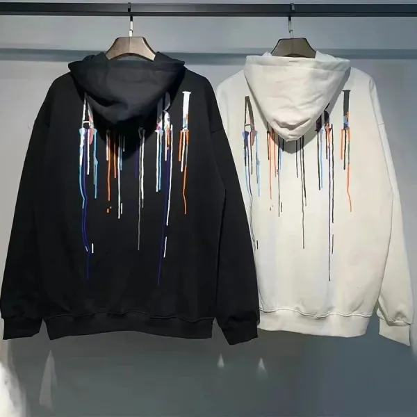 Off-White Dripping Paint Hoodie Black and White - 1
