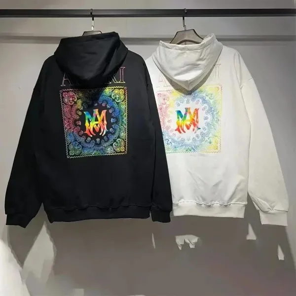 Amiri Bandana Print Hoodie Black and White - 1