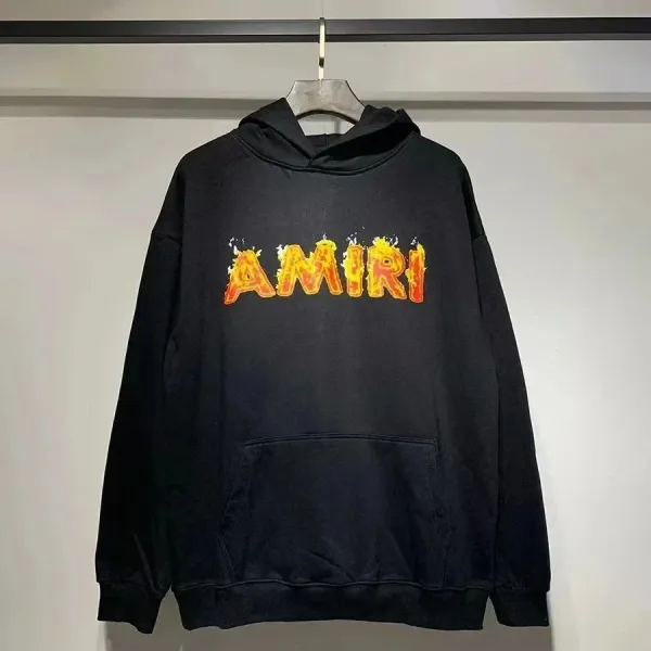 Amiri Flame Logo Black Hoodie - 1