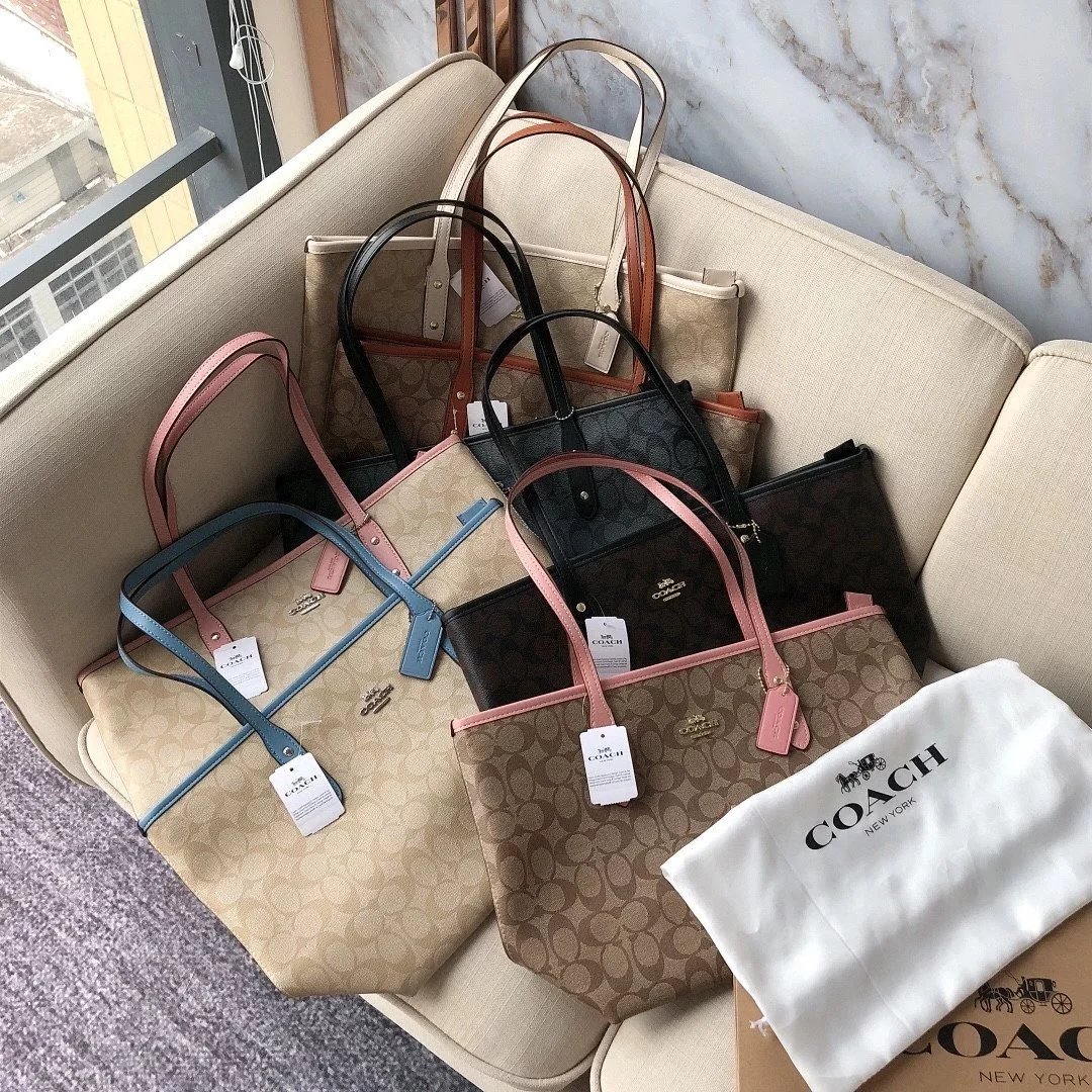 Coach shopping bag, classic presbyopia shoulder bag, Coach classic presbyopia tote bag, mommy bag, vegetable basket, 58292