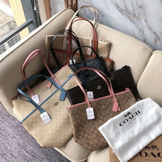 Coach shopping bag, classic presbyopia shoulder bag, Coach classic presbyopia tote bag, mommy bag, vegetable basket, 58292