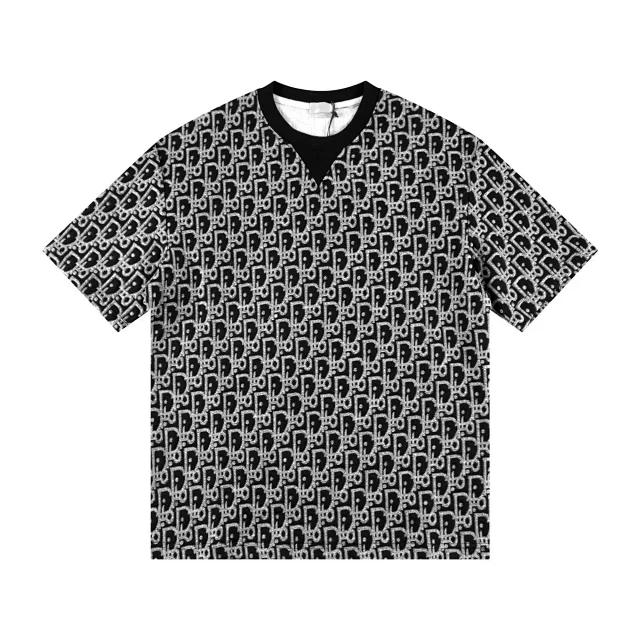 Dior T-Shirts Short-Sleeve Tonal Monogram Jacquard Crewneck product detail image 26
