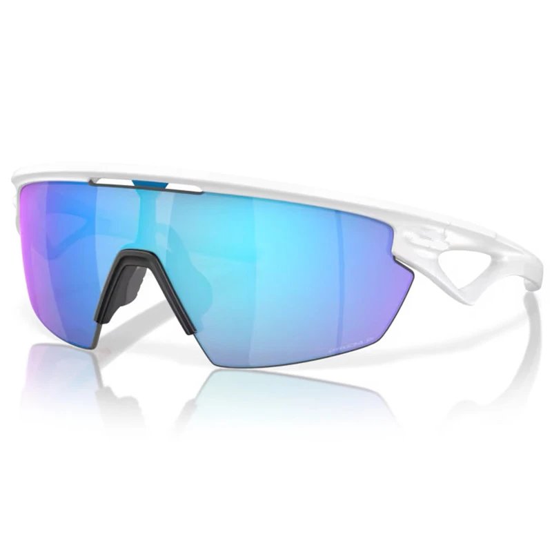 Oakley Eyewear 9403 Shield Cycling Sunglasses — White frame, blue lens
