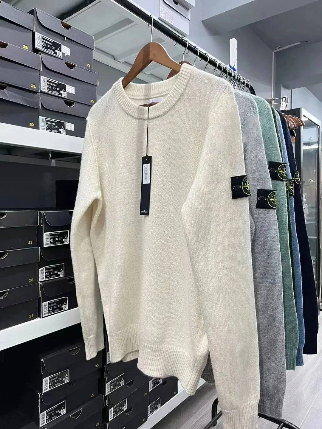 STONE ISLAND Badge Crewneck Sweater Autumn Winter Casual