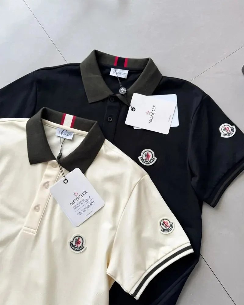 Moncler Shirts Short-Sleeve Polo Shirt with Contrast Collar and Logo Patches image 4