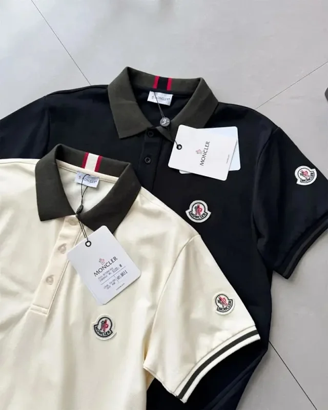 Moncler Shirts Short-Sleeve Polo Shirt with Contrast Collar and Logo Patches product detail image 7