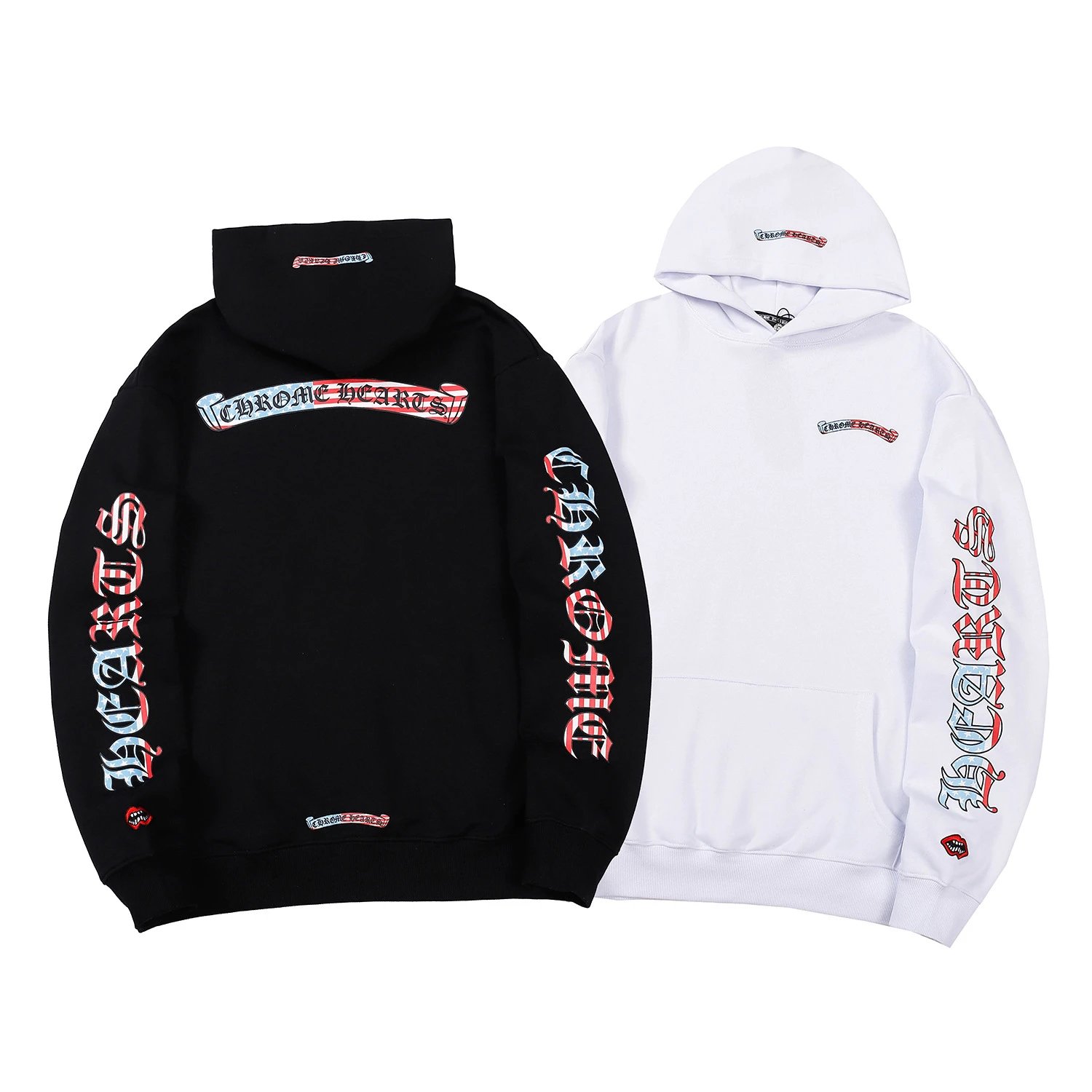 High quality Chrome Heart gradient Sanskrit letter hooded casual loose sweatshirt for men and women
