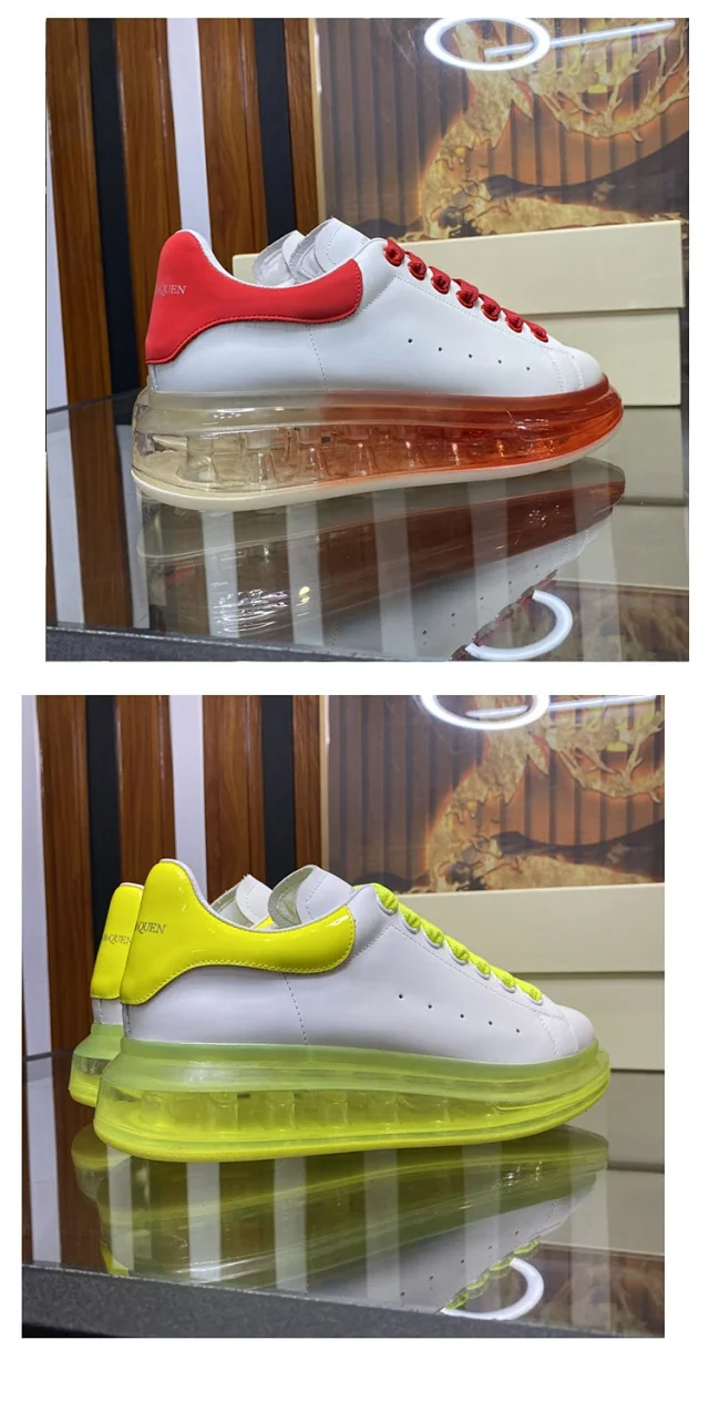 Alexander McQueen Sneakers Leather low-top with transparent air-cushion sole product detail image 14