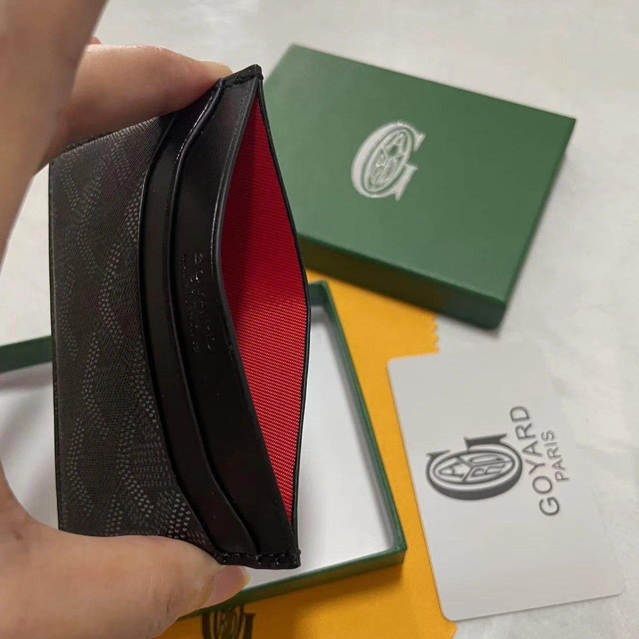 Goyard Wallets & Card Holders Chevron-pattern holder — Black and red