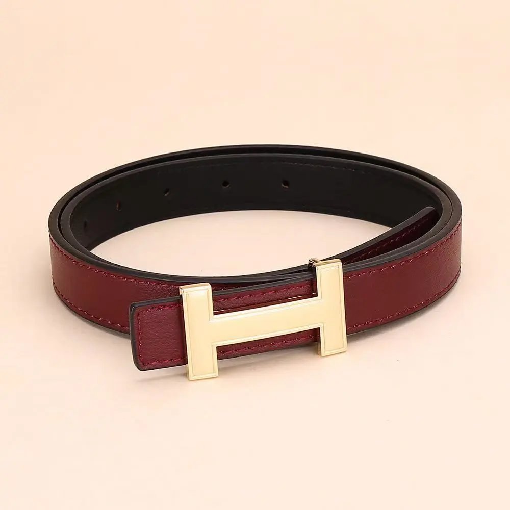 Unbranded Belts H-Buckle Leather Belt — H gold buckle sprinkled red
