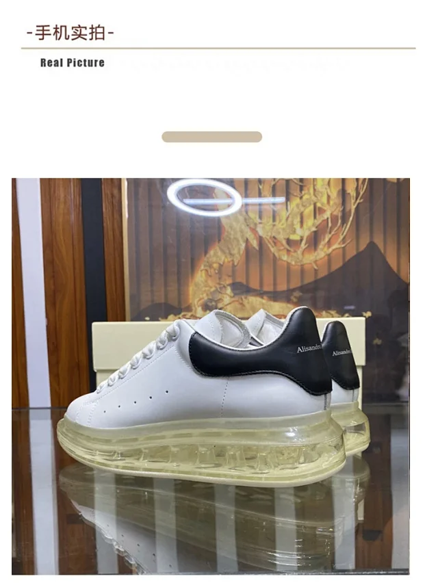 Alexander McQueen Sneakers Leather low-top with transparent air-cushion sole product detail image 13